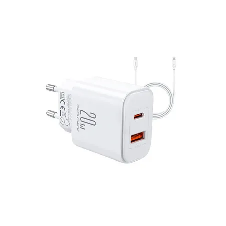 Charger Joyroom JR-TCF05 Flash, 20W + C to L Cable 1m (White)